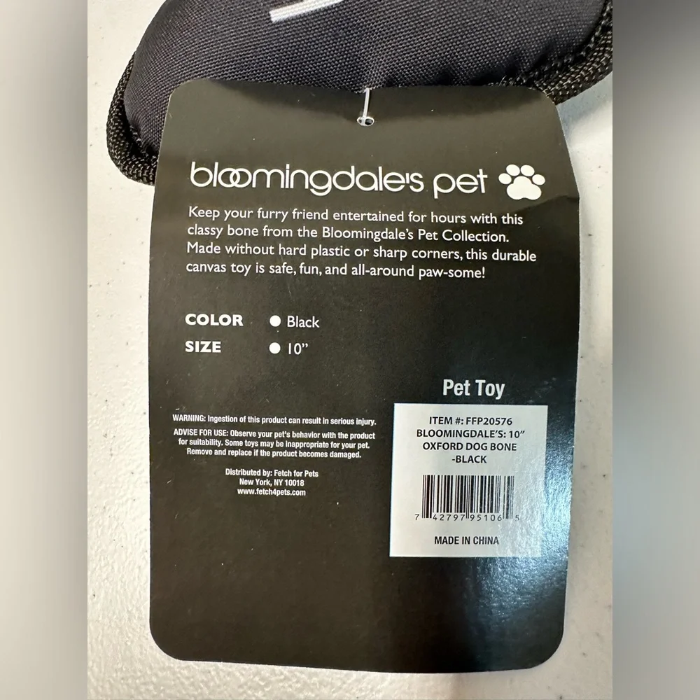 Bloomingdale's Pet Logoed Stuffed Bone Dog Toy - 150th Anniversary Exclusive NWT